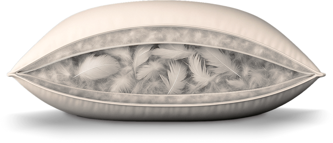 Cross-section of a 3-layer pillow