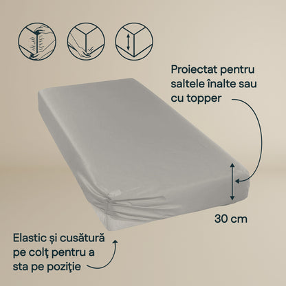Cearsaf de pat cu elastic Lyocell culoare gri