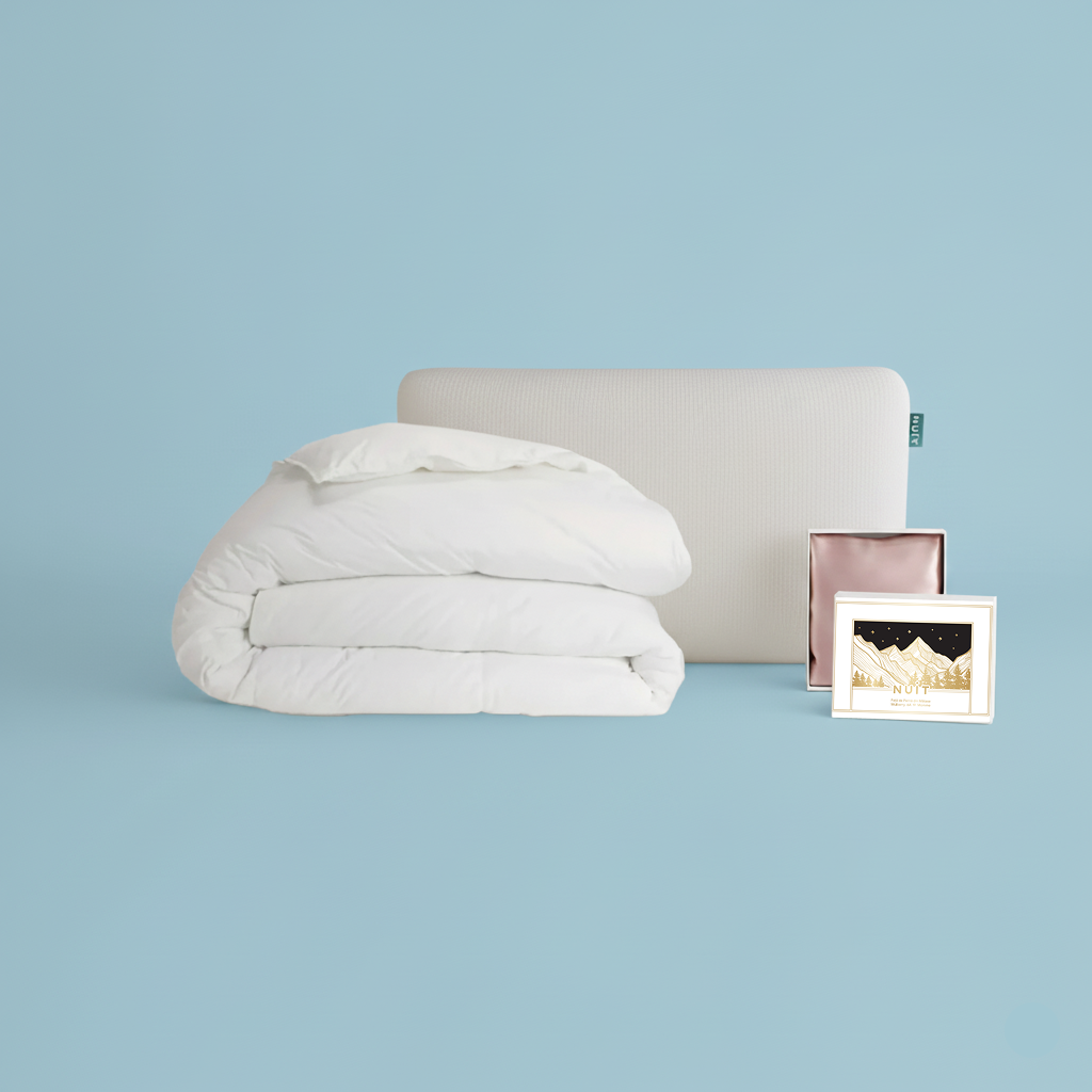 Single Silk Comfort Bundle: Pernă (Silva Latex) + Pilotă = Față de Pernă din Mătase CADOU
