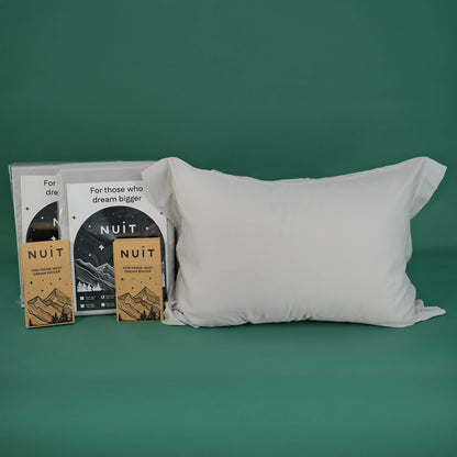 Set Gri Lyocell Complet 2 persoane – Fețe de Pernă + Plic de Pilotă + Așternut de Pat + Mingi Lână